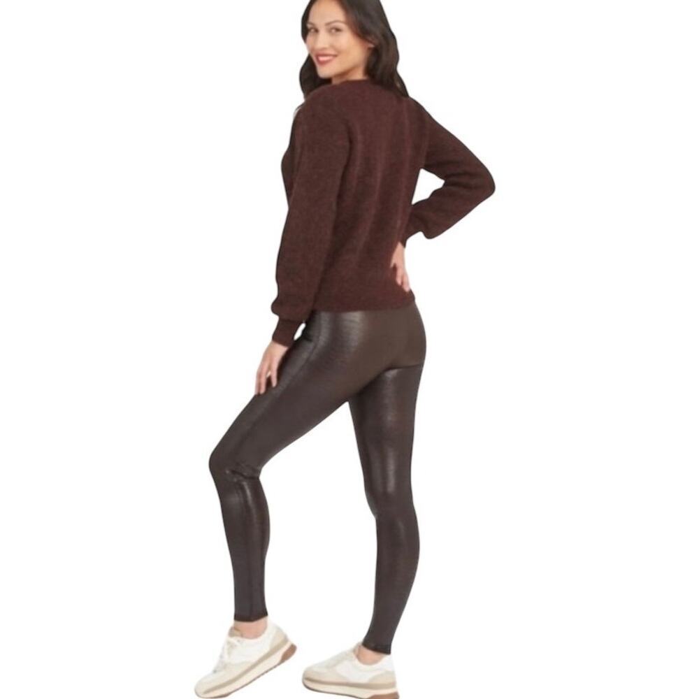 Spanx faux Leather Croc Shine Legging size XL Brown